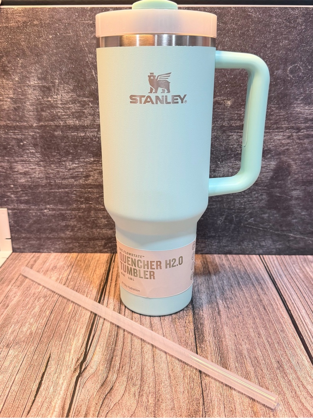 Stanley Mint Green Insulated Quencher Tumbler with Handle and Straw